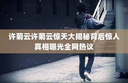许菊云许菊云惊天大揭秘背后惊人真相曝光全网热议