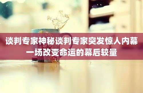 谈判专家神秘谈判专家突发惊人内幕一场改变命运的幕后较量