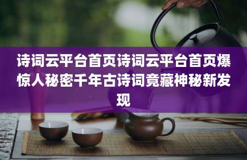 诗词云平台首页诗词云平台首页爆惊人秘密千年古诗词竟藏神秘新发现