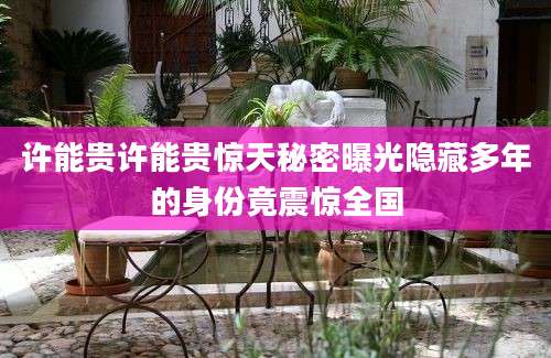 许能贵许能贵惊天秘密曝光隐藏多年的身份竟震惊全国