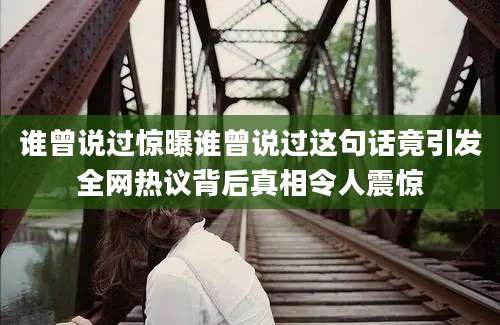 谁曾说过惊曝谁曾说过这句话竟引发全网热议背后真相令人震惊