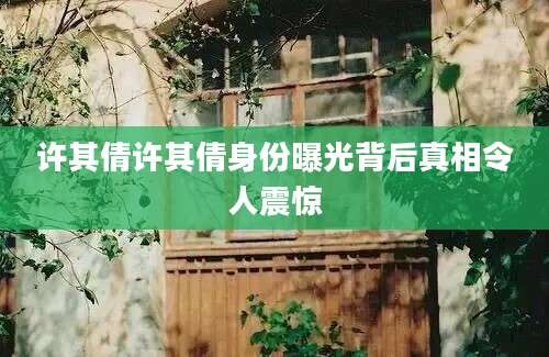 许其倩许其倩身份曝光背后真相令人震惊