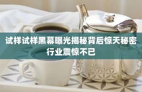 试样试样黑幕曝光揭秘背后惊天秘密行业震惊不已