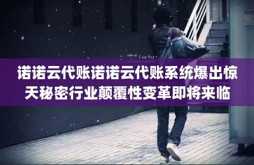 诺诺云代账诺诺云代账系统爆出惊天秘密行业颠覆性变革即将来临