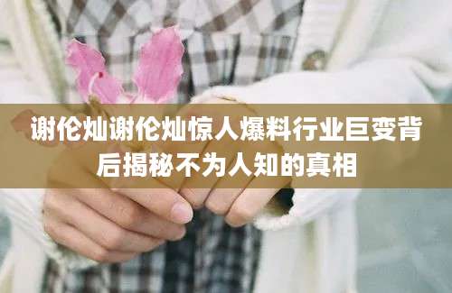谢伦灿谢伦灿惊人爆料行业巨变背后揭秘不为人知的真相