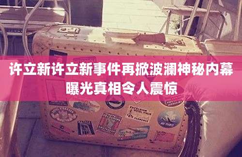 许立新许立新事件再掀波澜神秘内幕曝光真相令人震惊