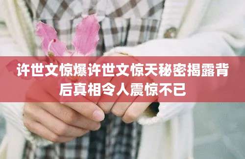 许世文惊爆许世文惊天秘密揭露背后真相令人震惊不已