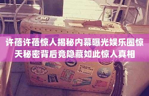 许蓓许蓓惊人揭秘内幕曝光娱乐圈惊天秘密背后竟隐藏如此惊人真相