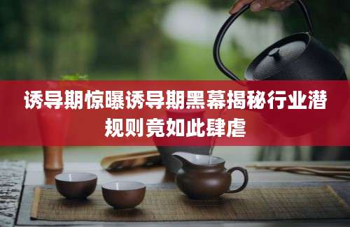 诱导期惊曝诱导期黑幕揭秘行业潜规则竟如此肆虐