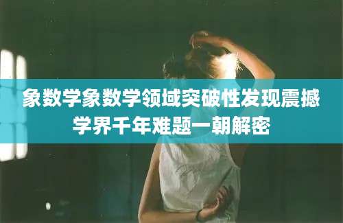 象数学象数学领域突破性发现震撼学界千年难题一朝解密