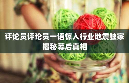 评论员评论员一语惊人行业地震独家揭秘幕后真相
