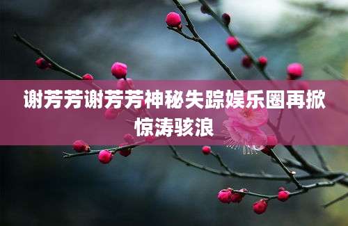 谢芳芳谢芳芳神秘失踪娱乐圈再掀惊涛骇浪