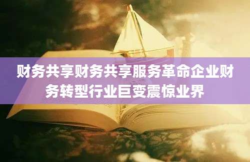 财务共享财务共享服务革命企业财务转型行业巨变震惊业界