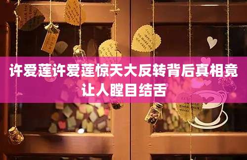 许爱莲许爱莲惊天大反转背后真相竟让人瞠目结舌