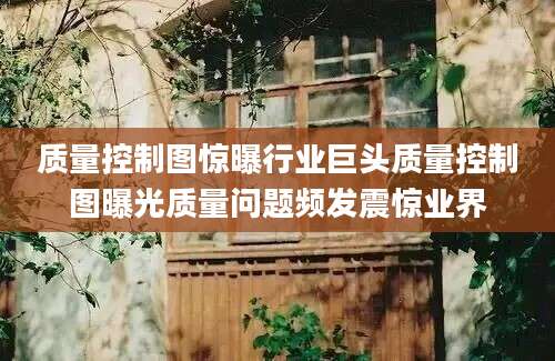 质量控制图惊曝行业巨头质量控制图曝光质量问题频发震惊业界