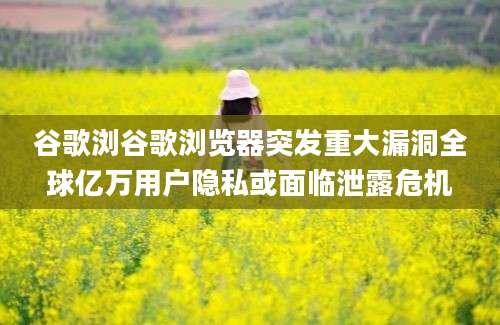 谷歌浏谷歌浏览器突发重大漏洞全球亿万用户隐私或面临泄露危机