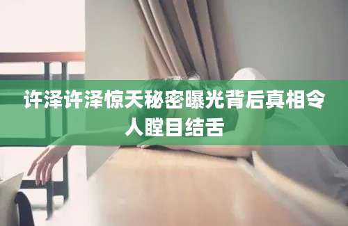 许泽许泽惊天秘密曝光背后真相令人瞠目结舌
