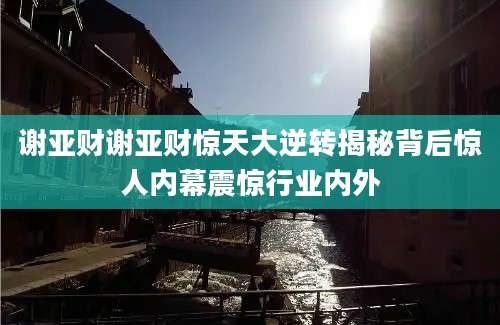谢亚财谢亚财惊天大逆转揭秘背后惊人内幕震惊行业内外