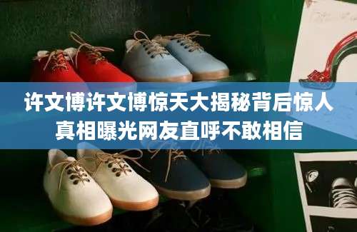 许文博许文博惊天大揭秘背后惊人真相曝光网友直呼不敢相信