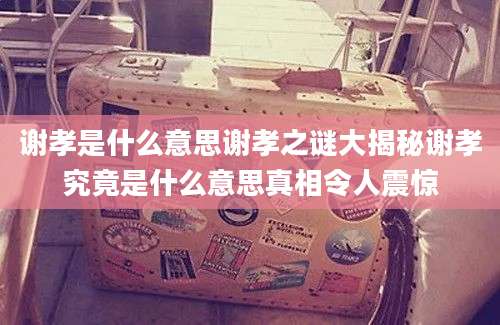 谢孝是什么意思谢孝之谜大揭秘谢孝究竟是什么意思真相令人震惊
