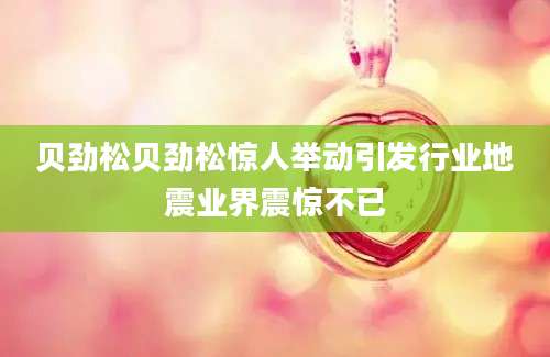 贝劲松贝劲松惊人举动引发行业地震业界震惊不已