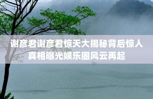 谢彦君谢彦君惊天大揭秘背后惊人真相曝光娱乐圈风云再起
