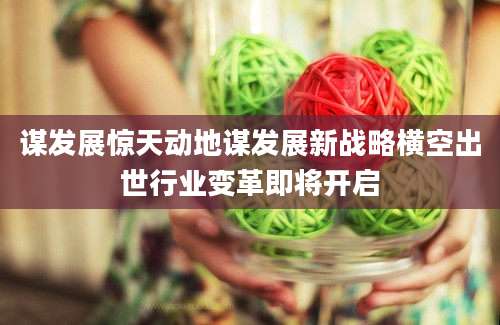 谋发展惊天动地谋发展新战略横空出世行业变革即将开启