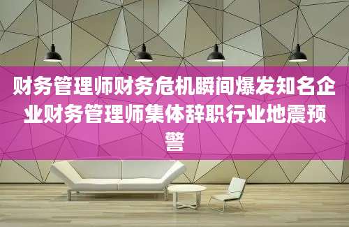财务管理师财务危机瞬间爆发知名企业财务管理师集体辞职行业地震预警