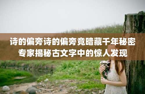 诗的偏旁诗的偏旁竟暗藏千年秘密专家揭秘古文字中的惊人发现