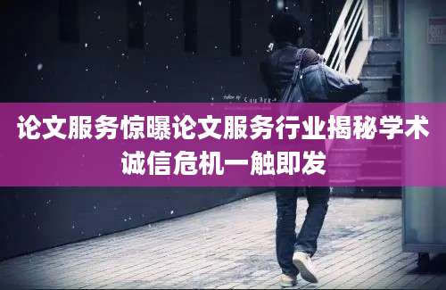 论文服务惊曝论文服务行业揭秘学术诚信危机一触即发