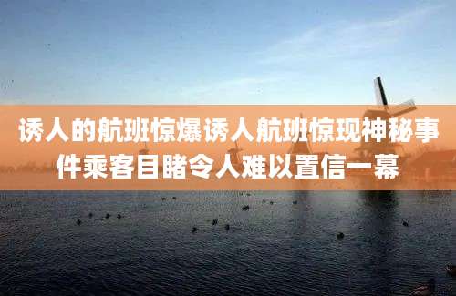 诱人的航班惊爆诱人航班惊现神秘事件乘客目睹令人难以置信一幕
