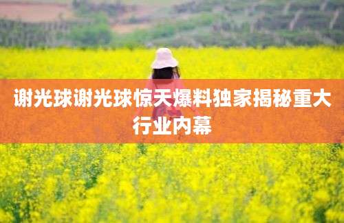 谢光球谢光球惊天爆料独家揭秘重大行业内幕