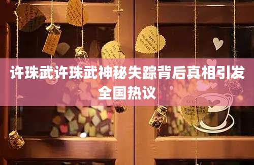 许珠武许珠武神秘失踪背后真相引发全国热议
