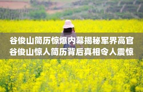 谷俊山简历惊爆内幕揭秘军界高官谷俊山惊人简历背后真相令人震惊