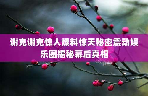 谢克谢克惊人爆料惊天秘密震动娱乐圈揭秘幕后真相