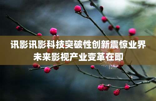 讯影讯影科技突破性创新震惊业界未来影视产业变革在即