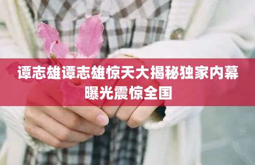 谭志雄谭志雄惊天大揭秘独家内幕曝光震惊全国
