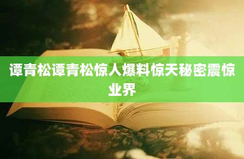 谭青松谭青松惊人爆料惊天秘密震惊业界
