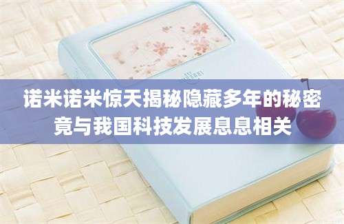 诺米诺米惊天揭秘隐藏多年的秘密竟与我国科技发展息息相关