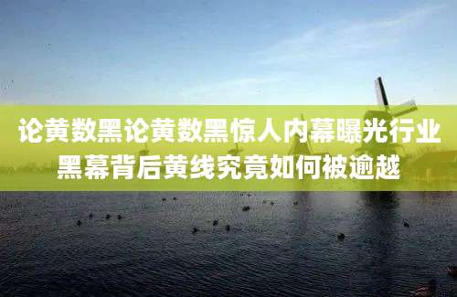 论黄数黑论黄数黑惊人内幕曝光行业黑幕背后黄线究竟如何被逾越