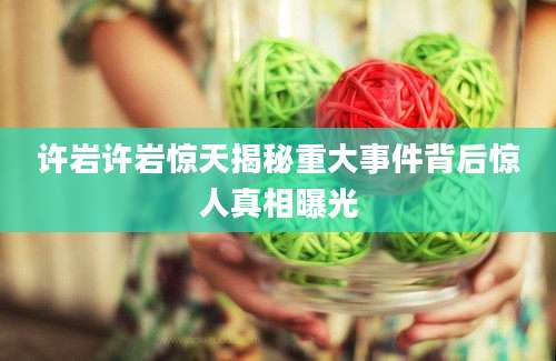 许岩许岩惊天揭秘重大事件背后惊人真相曝光