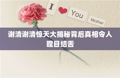 谢清谢清惊天大揭秘背后真相令人瞠目结舌