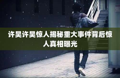 许昊许昊惊人揭秘重大事件背后惊人真相曝光