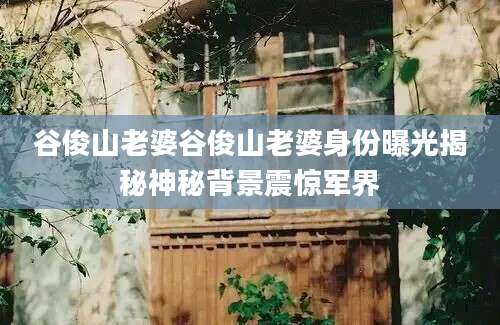 谷俊山老婆谷俊山老婆身份曝光揭秘神秘背景震惊军界