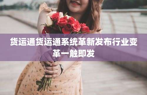 货运通货运通系统革新发布行业变革一触即发