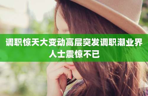 调职惊天大变动高层突发调职潮业界人士震惊不已