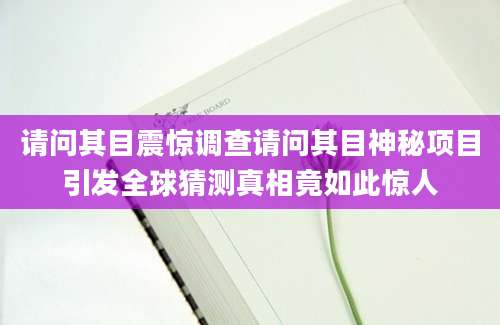 请问其目震惊调查请问其目神秘项目引发全球猜测真相竟如此惊人