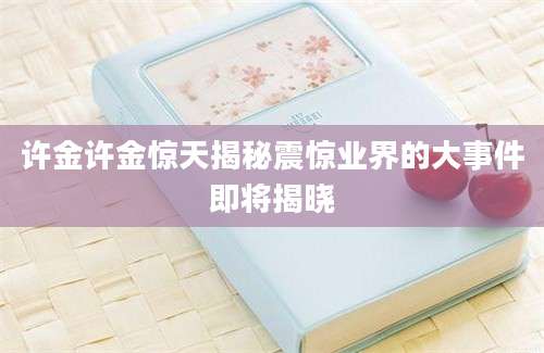许金许金惊天揭秘震惊业界的大事件即将揭晓