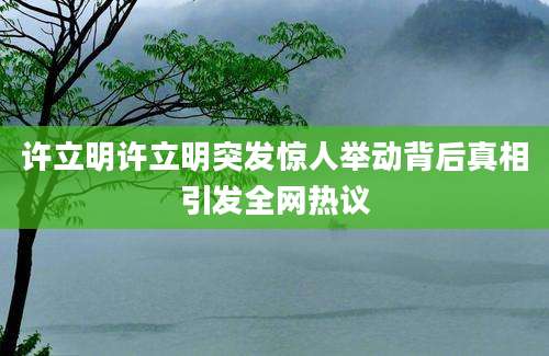 许立明许立明突发惊人举动背后真相引发全网热议