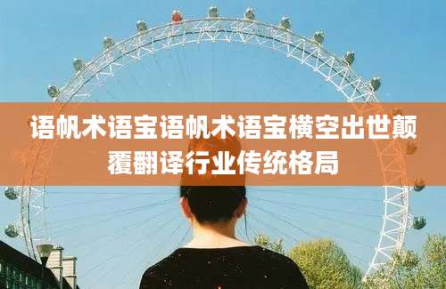语帆术语宝语帆术语宝横空出世颠覆翻译行业传统格局